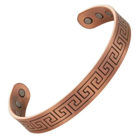 Pure Copper Geometric Design Magnetic Bracelet Energy Cuff Bangle Bracelet - Picture 3 of 4